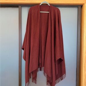 Escada Cashmere Burgundy Fringe Wrap